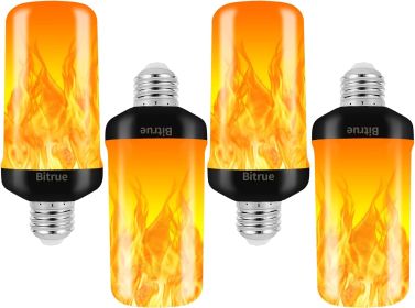 Bitrue LED Flame Effect Light Bulb, 4 Modes Flame Light Bulbs, E26 Base Fire Light Bulb with Gravity Sensor