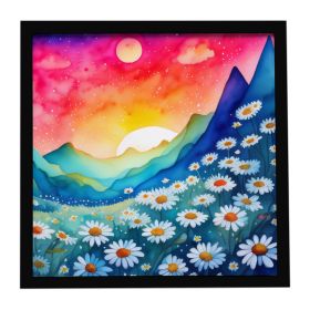 Daisies in Color Framed Metal Print Bathroom, Kitchen, Office, Home Decor Wall Art Ready to Hang, Square, 8X8